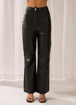 Peppermayo Exclusive - Bad To The Bone PU Pants - Black