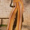 Peppermayo Exclusive - Sunfields At Sunset Crochet Pants - Golden Hour Stripe