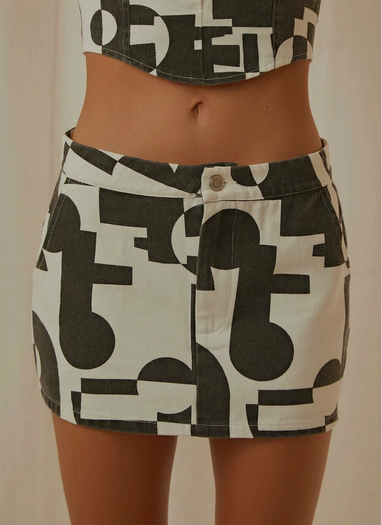 Peppermayo Exclusive - New York Times Mini Skirt - Black And White Geo - Image 4