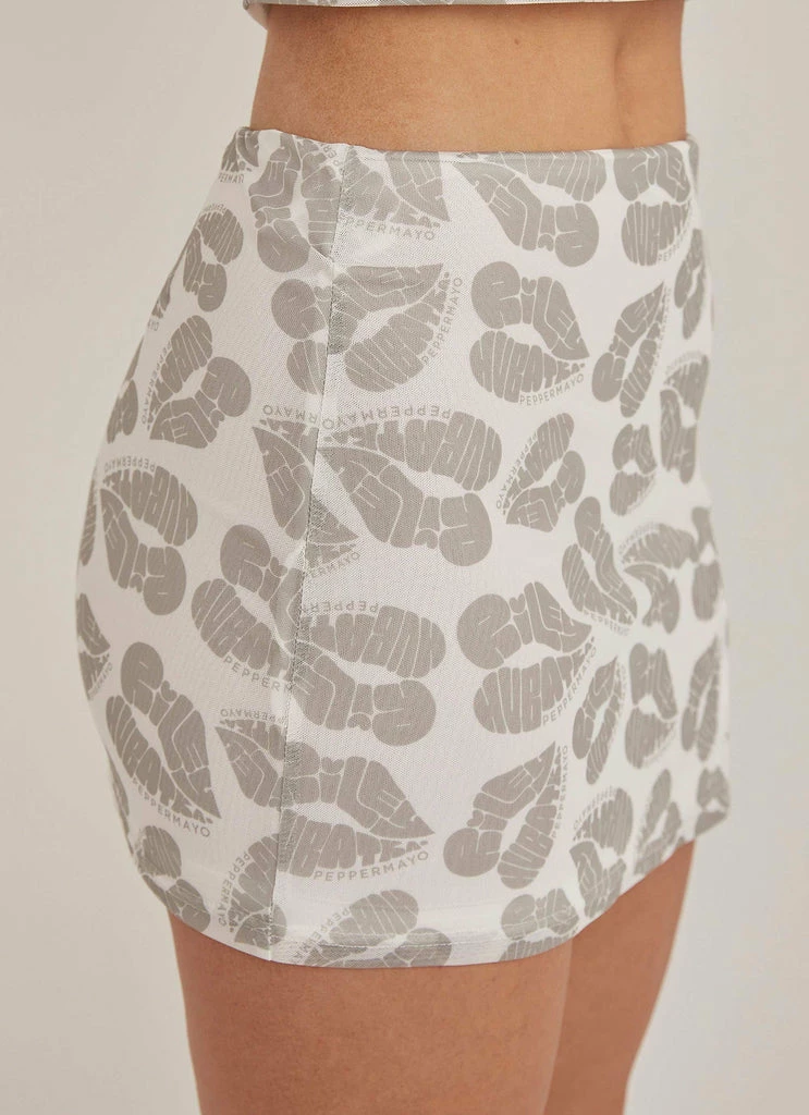 Riley Hubatka X Peppermayo - Midnight Kisses Mesh Mini Skirt - Greyscale - Image 4