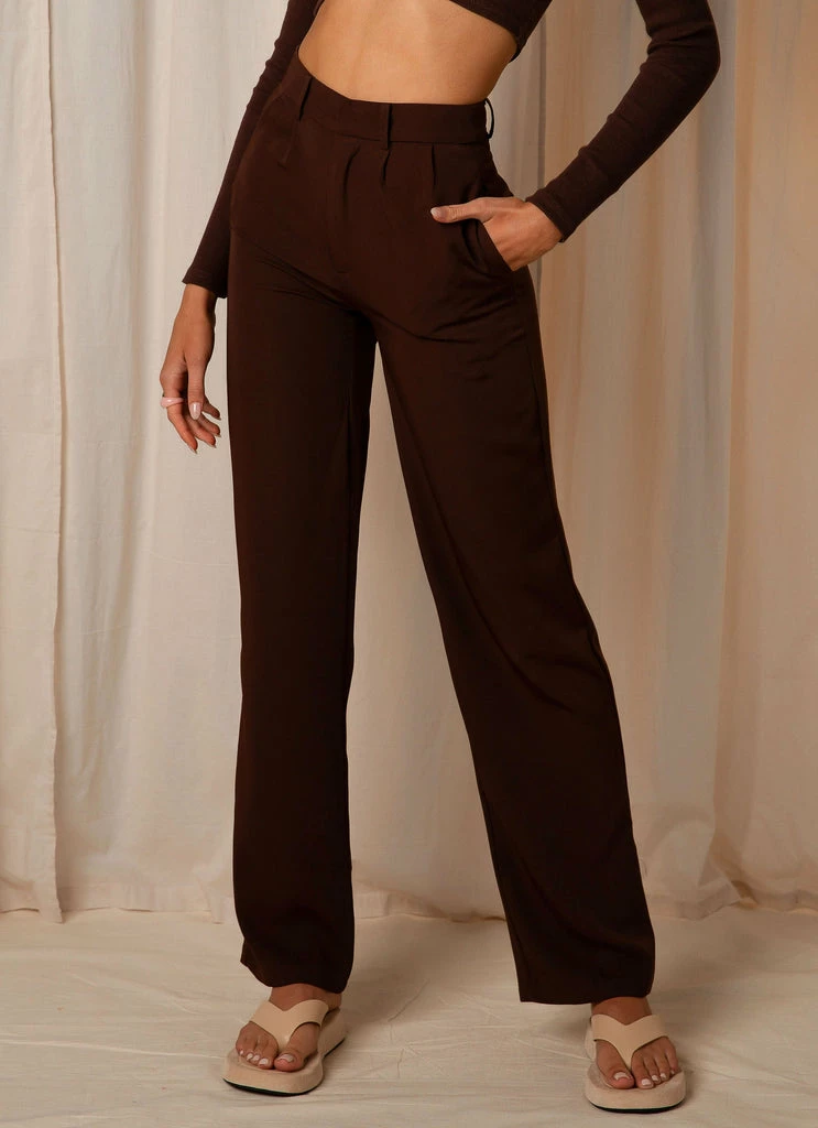 Peppermayo Exclusive - Set The Tone Suit Pants - Chocolate - Image 3