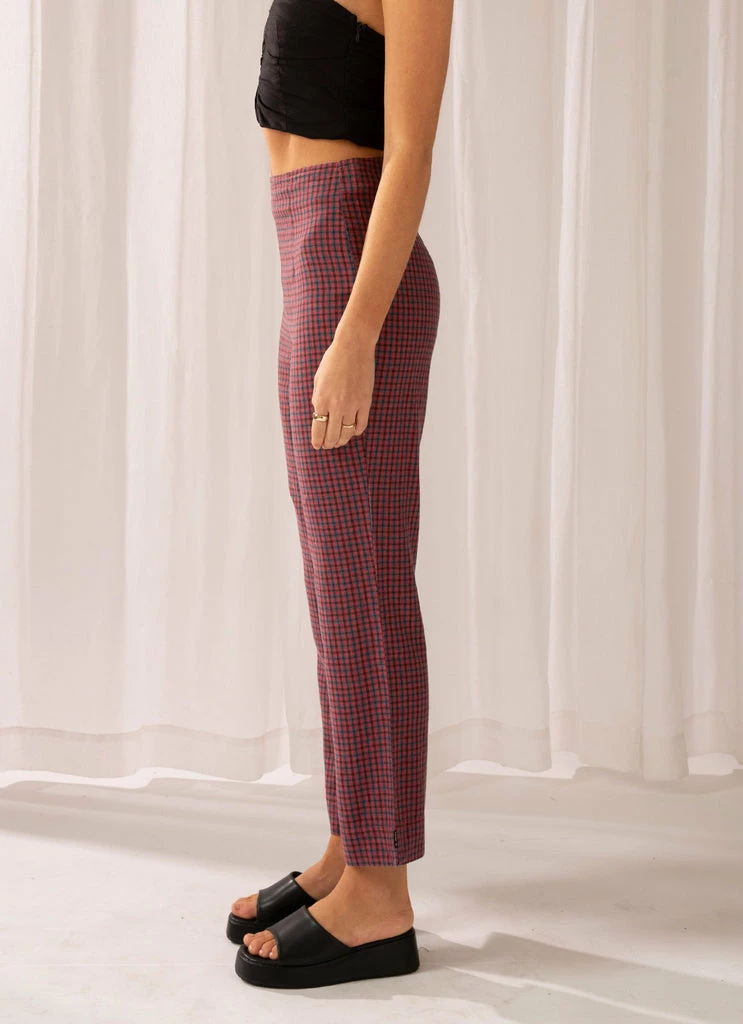 Afends - Ryder Hemp Check High Waist Pant - Red - Image 5