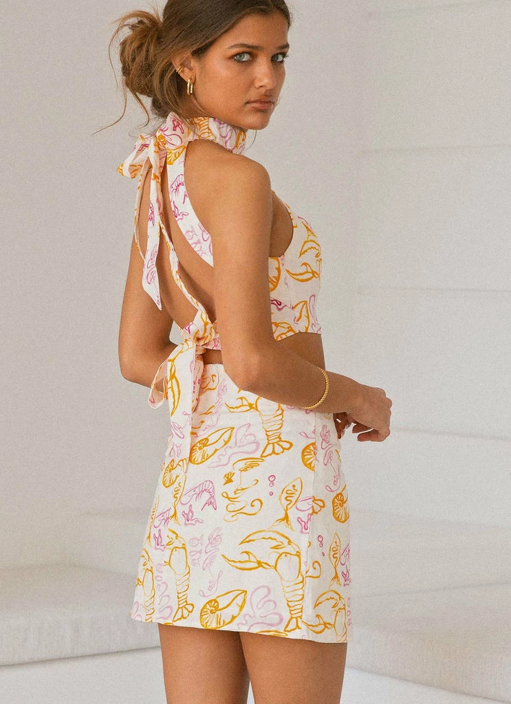 Peppermayo X Rikki Day - La Dolce Vita Linen Mini Skirt - Oceanus - Image 6