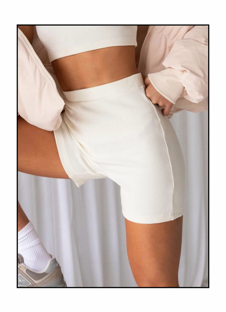 Peppermayo Exclusive - Limited Organic Cotton Rib Bike Shorts - Ivory - Image 2