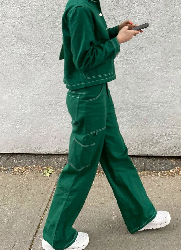 Riley Hubatka X Peppermayo - Postcard Drill Carpenter Pants - Military Green - Image 3