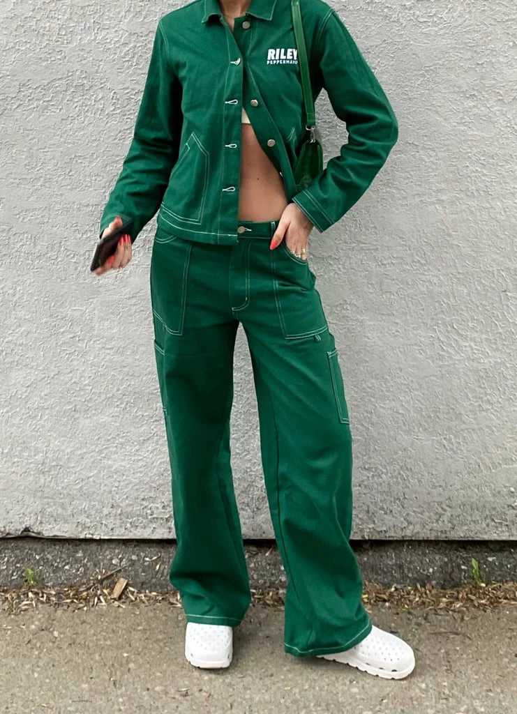 Riley Hubatka X Peppermayo - Postcard Drill Carpenter Pants - Military Green